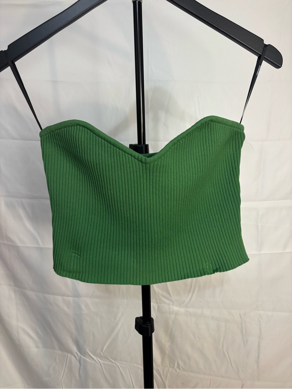 Forever 21 Green Ribbed Sweetheart Strapless Crop Top